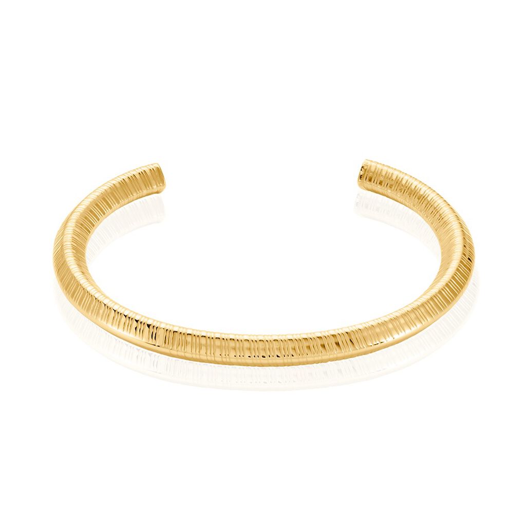 Jonc Hera Acier Dore Yseut Effet Strie - Bracelets joncs Femme | Histoire d&rsquo;Or