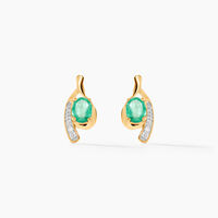 Bijoux D'oreilles Emotion Or Jaune Emeraude Diamant