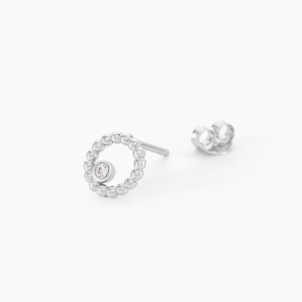 Boucles D'oreilles Puces Joeva Argent Blanc Oxyde De Zirconium - Nouveautés Femme | Histoire d’Or