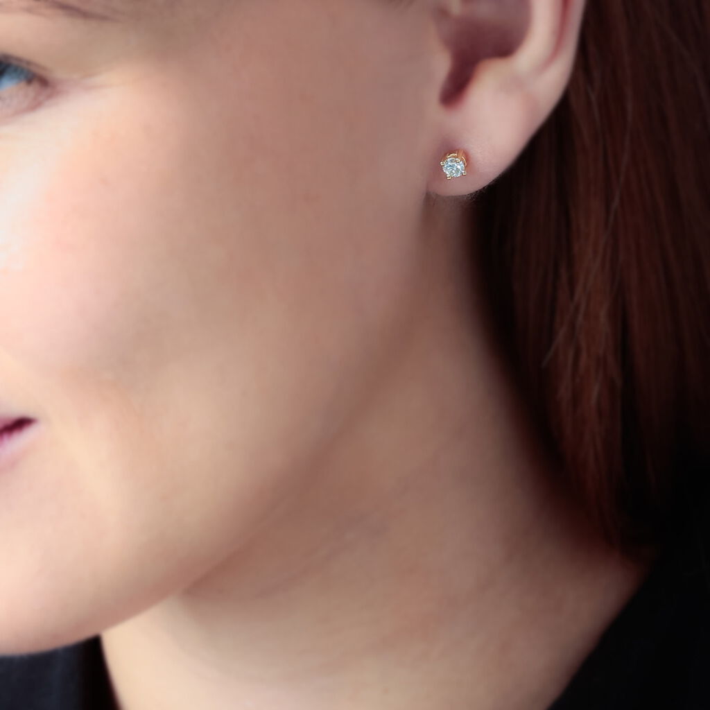 Boucles D'oreilles Puces Clavie Or Jaune Diamant - Clous d'oreilles Femme | Histoire d&rsquo;Or