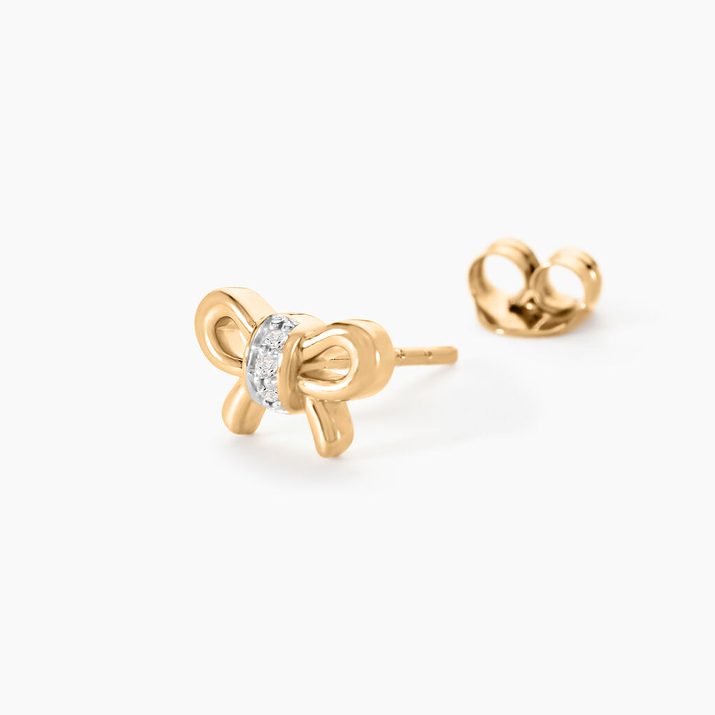 Boucles D'oreilles Puces Hisae Plaqué Or Jaune Oxyde De Zirconium - Nouveautés Femme | Histoire d’Or