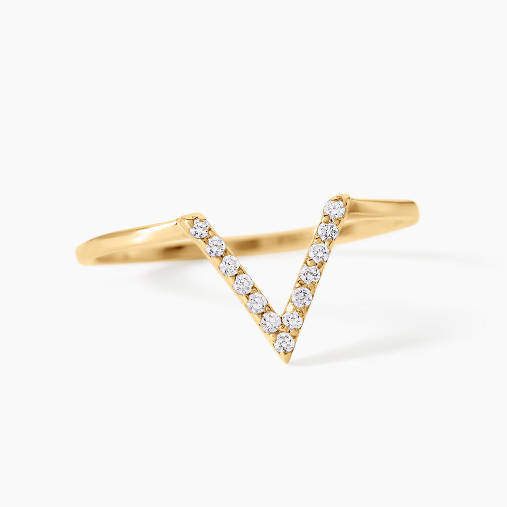 Bague Celene 1 Argent Dor&eacute; A L'Or 750/1000 Oxyde De Zirconium - Cadeaux de naissance Femme | Histoire d&rsquo;Or