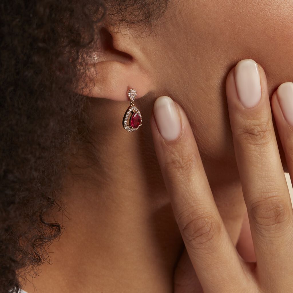 Boucles D'oreilles Pendantes Brigita Plaqué Or Pierre Et Oxyde - Boucles d'oreilles fantaisie Femme | Histoire d’Or