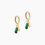 Cr&eacute;oles Mala&iuml;ka Argent Dor&eacute; A L'Or 750/1000 Malachite - Boucles d'oreilles cr&eacute;oles Femme | Histoire d&rsquo;Or