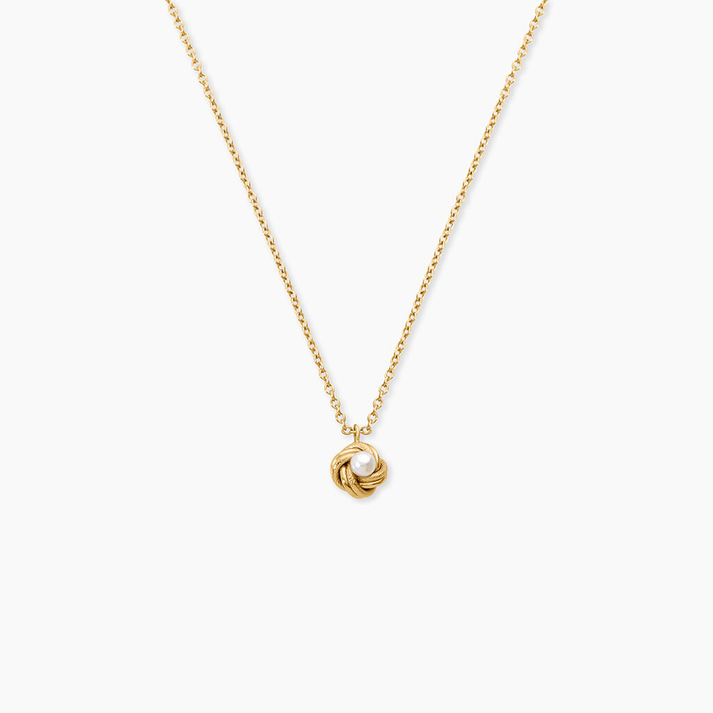 Collier Carolane Argent Dor&eacute; A L'Or 750/1000 Perle De Culture - Colliers Femme | Histoire d&rsquo;Or