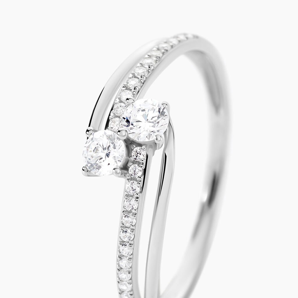 Bague Clarina Or Blanc Oxyde De Zirconium - Bagues avec pierre Femme | Histoire d&rsquo;Or