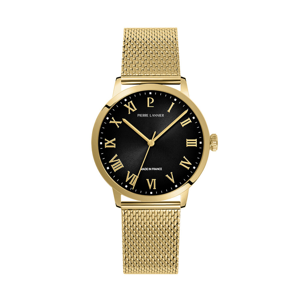 Montre Pierre Lannier Lannier Interval Noir - F&ecirc;te des p&egrave;res Homme | Histoire d&rsquo;Or