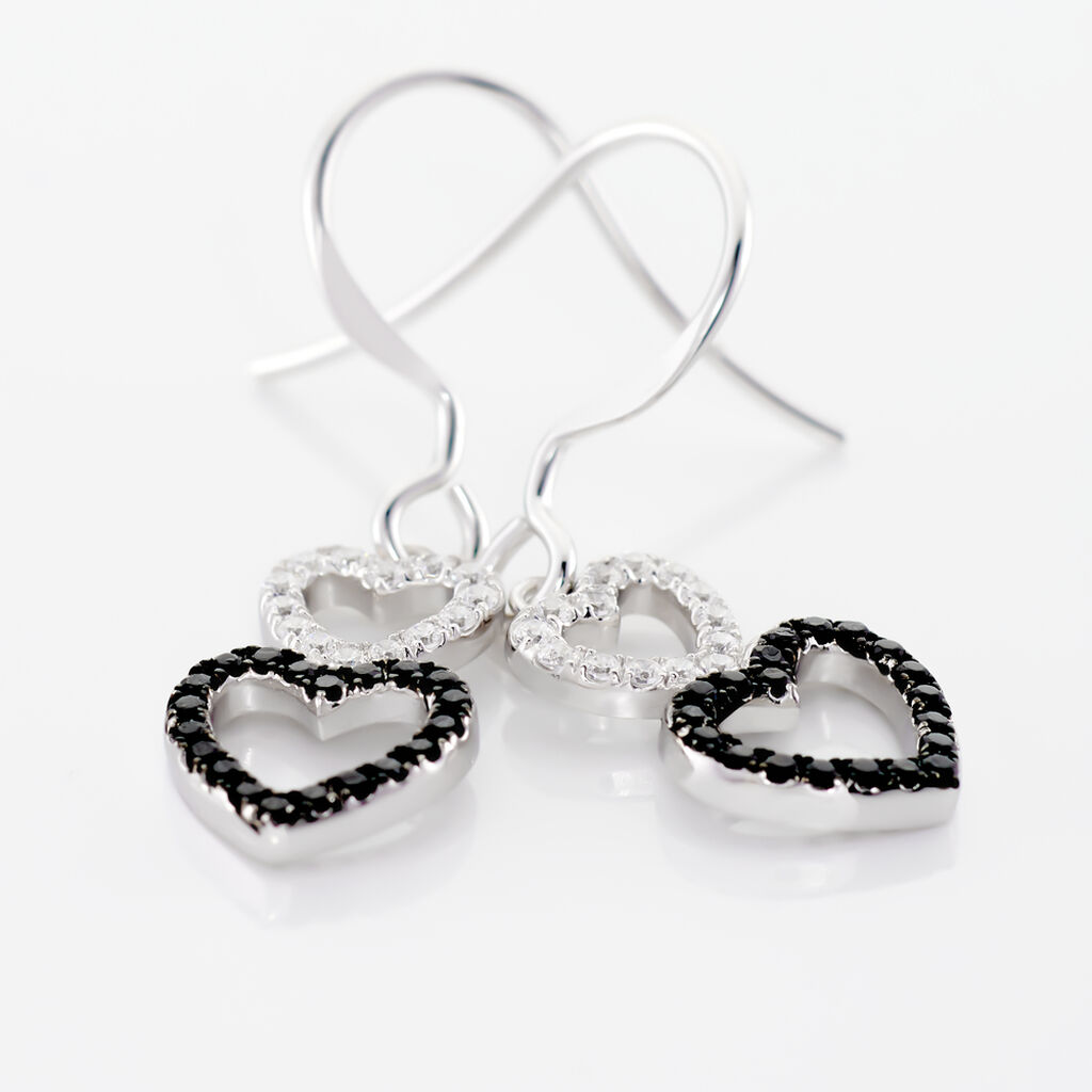 Boucles D'oreilles Pendantes Lio Argent Blanc Oxyde De Zirconium - Boucles d'Oreilles Coeur Femme | Histoire d’Or