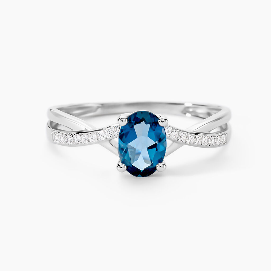 Bague Haissa Or Blanc Topaze Et Oxyde De Zirconium - Bagues solitaires Femme | Histoire d’Or
