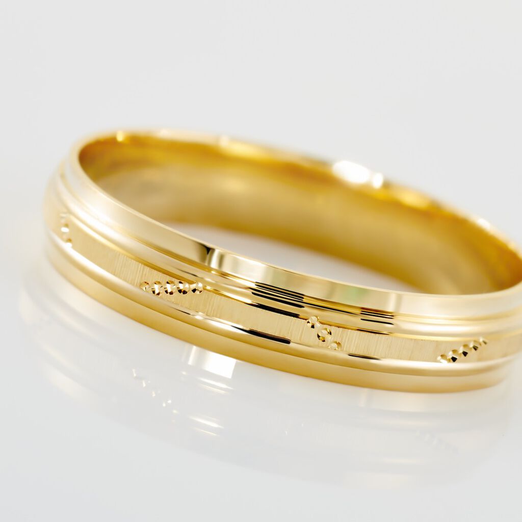Alliance Laurette Ruban Plat Or Jaune - Alliances Famille | Histoire d’Or