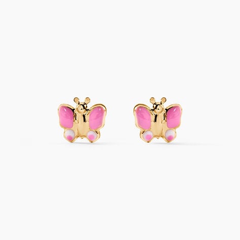 Boucles D'oreilles Puces Sienna Papillon Or Jaune - Clous d'oreilles Enfant | Histoire d&rsquo;Or