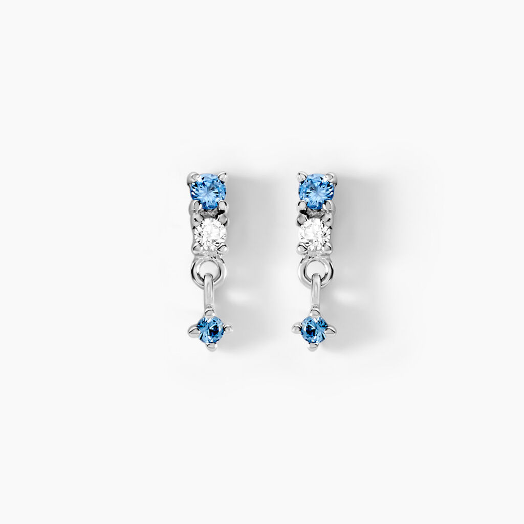 Boucles D'oreilles Pendantes Elorine Argent Blanc Oxyde De Zirconium - Boucles d'oreilles fantaisie Femme | Histoire d&rsquo;Or