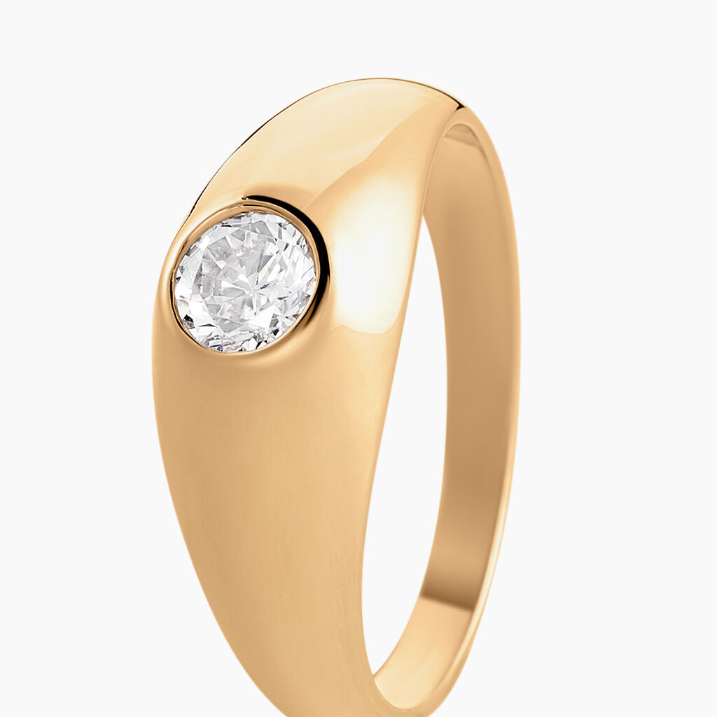 Bague Posie Plaqué Or Jaune Oxyde De Zirconium - Bagues solitaires Femme | Histoire d’Or