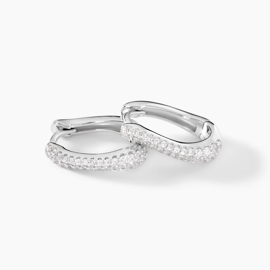 Créoles Nandie Argent Blanc Oxyde De Zirconium - Boucles d'oreilles créoles Femme | Histoire d’Or