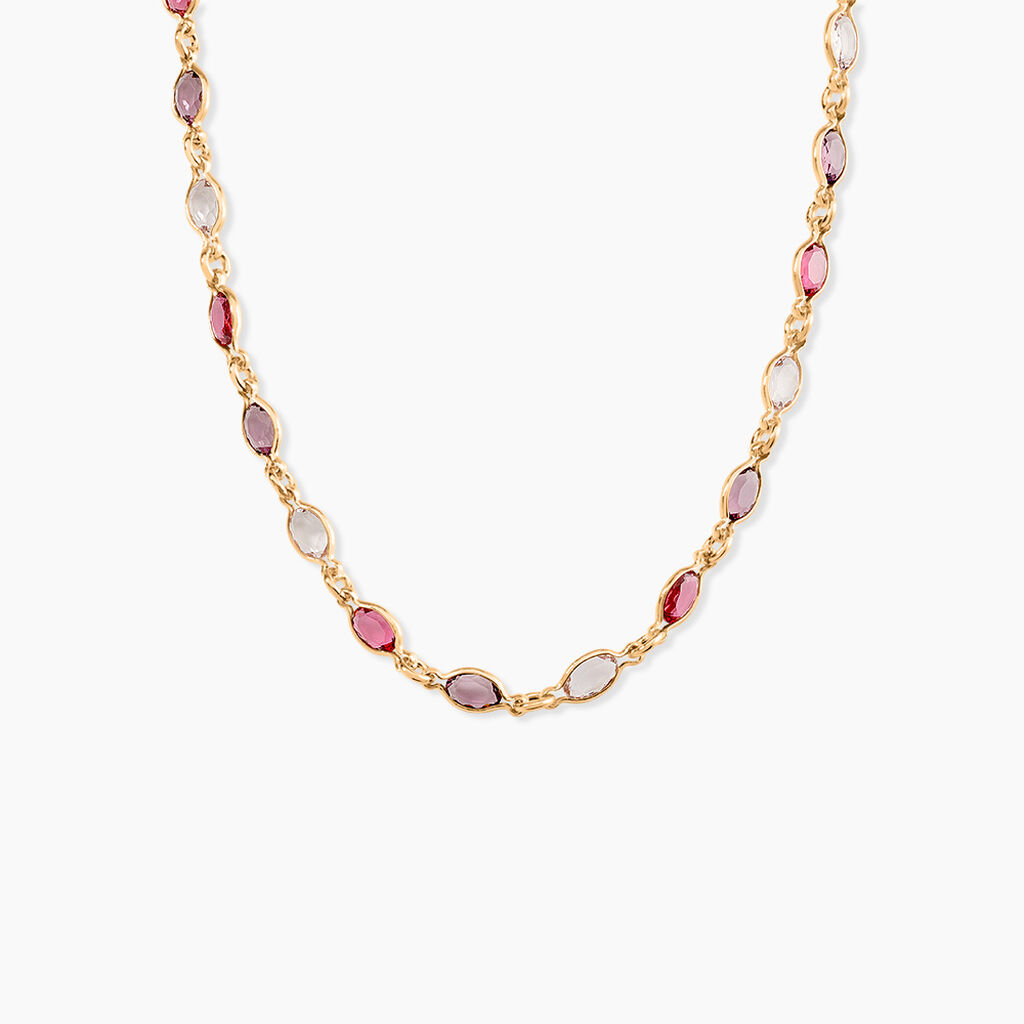 Collier Ilvaae Plaqu&eacute; Or Pierre De Synth&egrave;se Rose - Colliers Femme | Histoire d&rsquo;Or