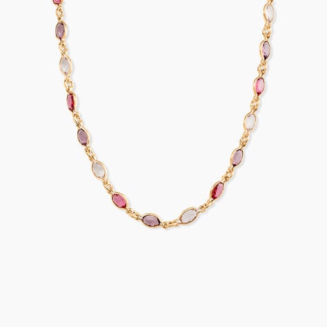 Collier Ilvaae Plaqu&eacute; Or Pierre De Synth&egrave;se Rose - Colliers Femme | Histoire d&rsquo;Or