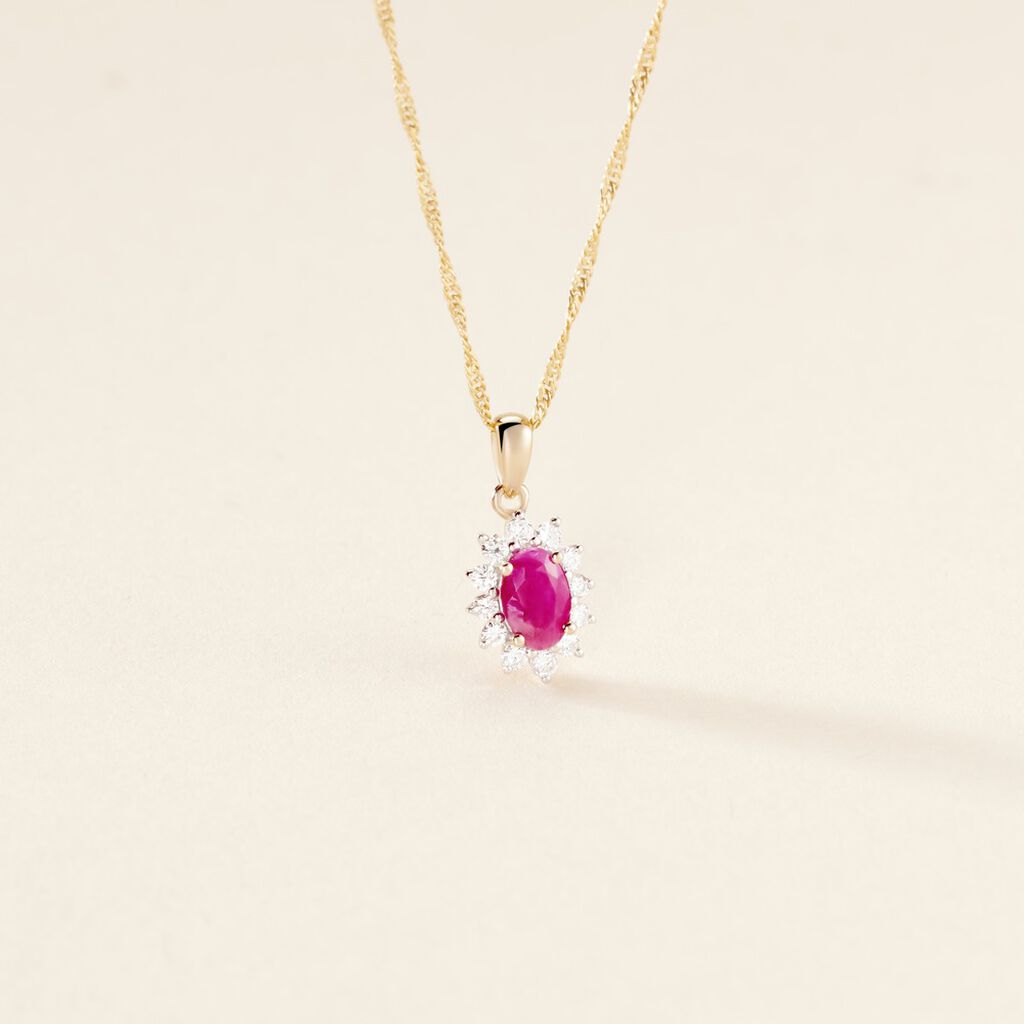 Pendentif Or Jaune Rubis Diamants - Pendentifs Femme | Histoire d’Or