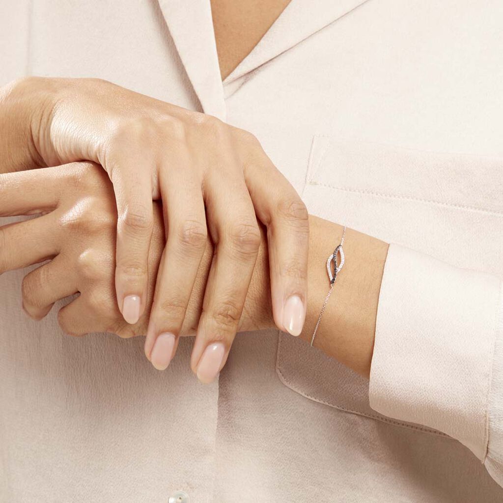 Bracelet Courbes Or Blanc Diamant - Bracelets Femme | Histoire d’Or