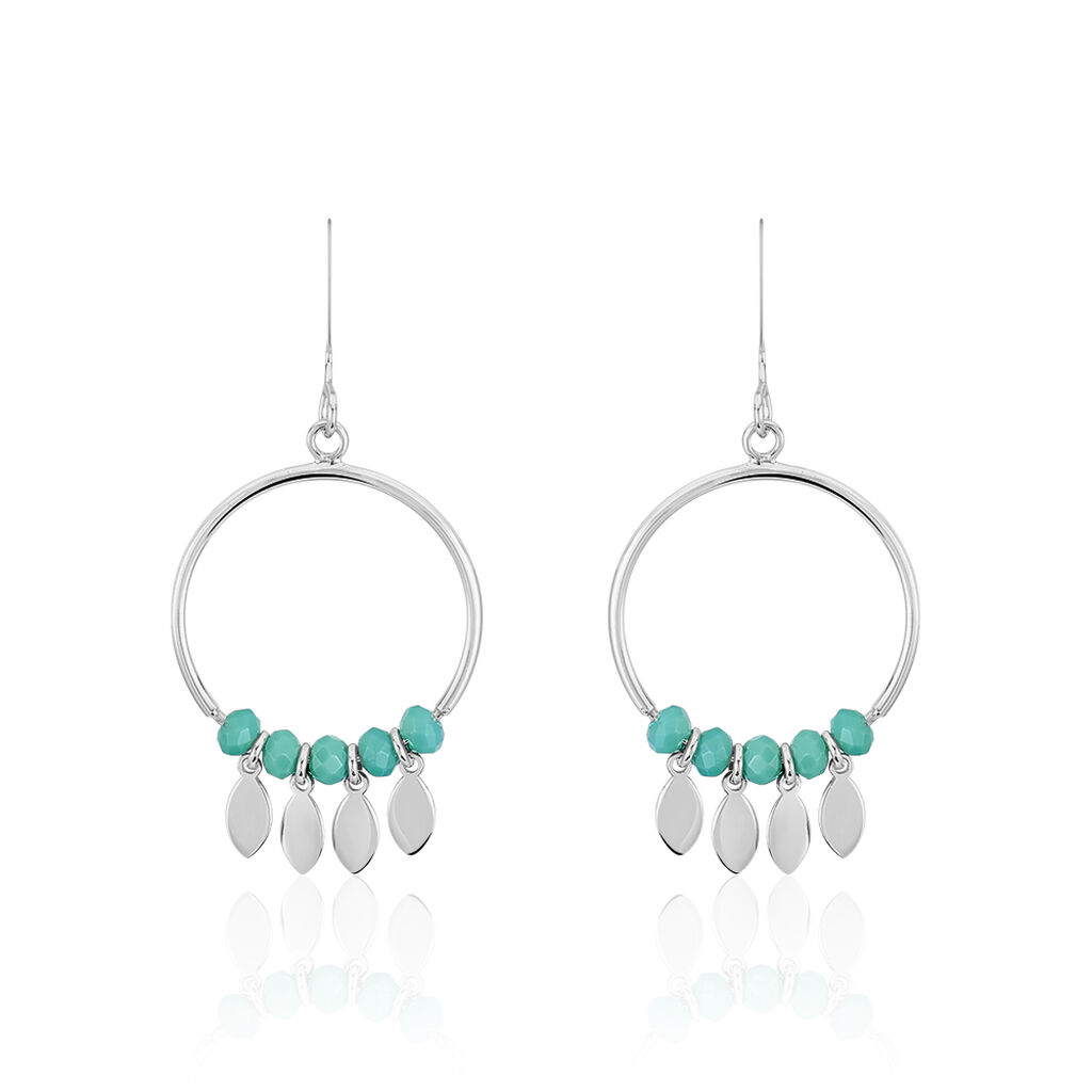 Boucles D'oreilles Pendantes Polyna Argent Blanc Pierre De Synthese - Boucles d'oreilles fantaisie Femme | Histoire d’Or