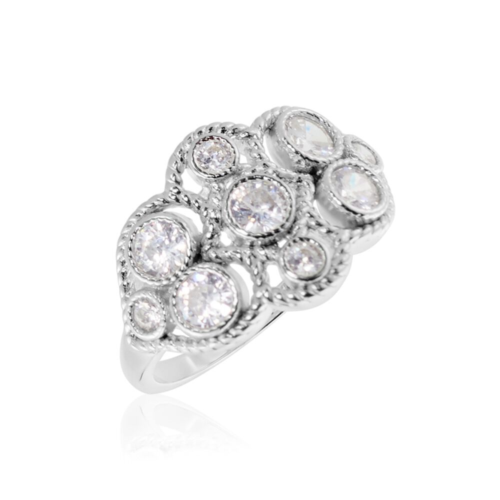 Bagues avec pierre Argent Oxyde de Zirconium Ronde Clos Blanc 925 1000 FADFBZW1V9L Histoire d Or