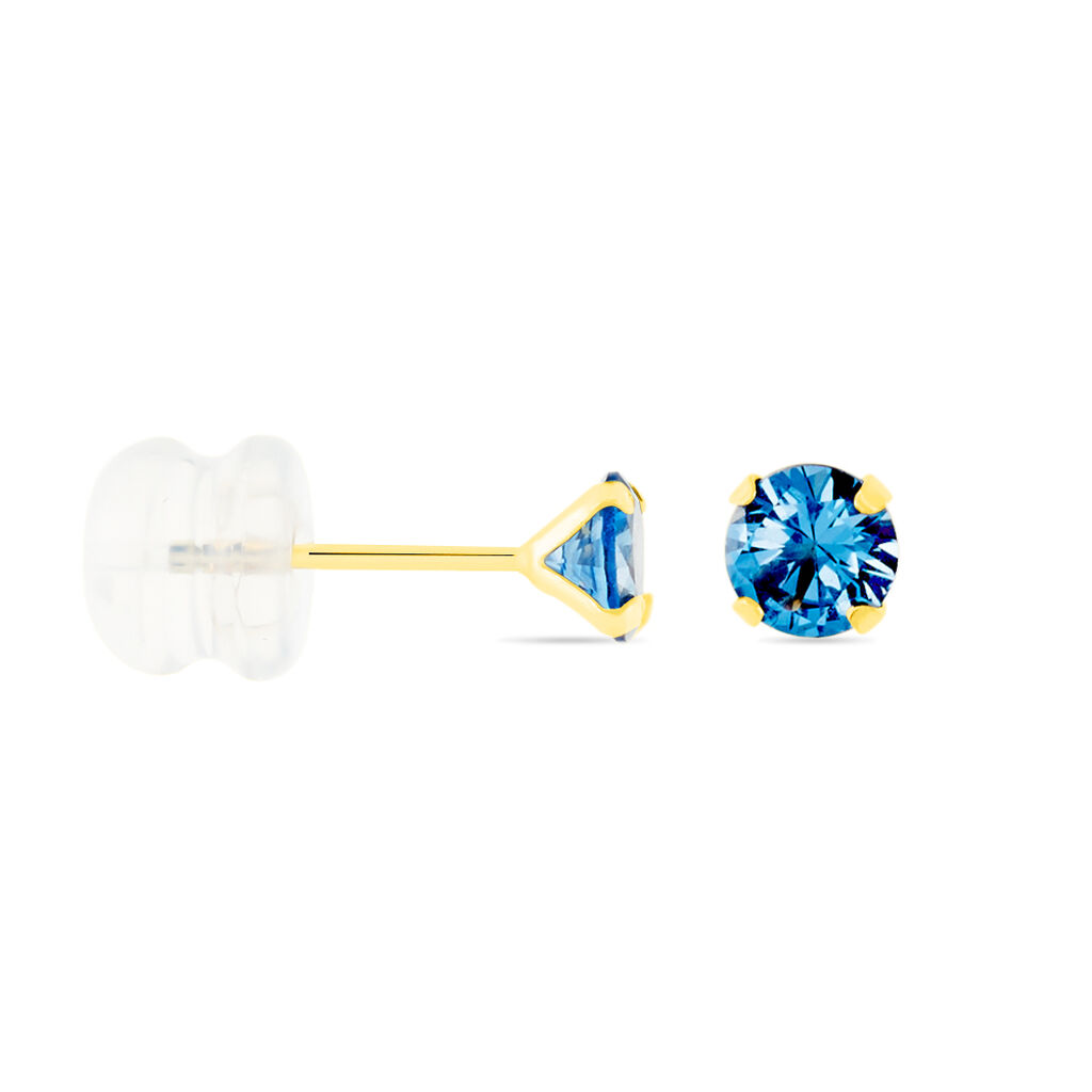 Boucles D'oreilles Puces Carin Serti Griffe 3 Or Jaune Oxyde - Clous d'oreilles Femme | Histoire d&rsquo;Or