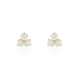 Boucles D'oreilles Puces Or Jaune Oxydes De Zirconium - Clous d'oreilles Femme | Histoire d’Or
