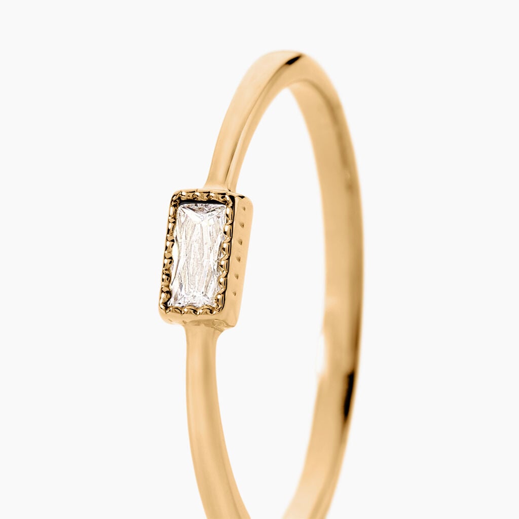 Bague Cerise Plaqu&eacute; Or Jaune Oxyde De Zirconium - Bagues avec pierre Femme | Histoire d&rsquo;Or