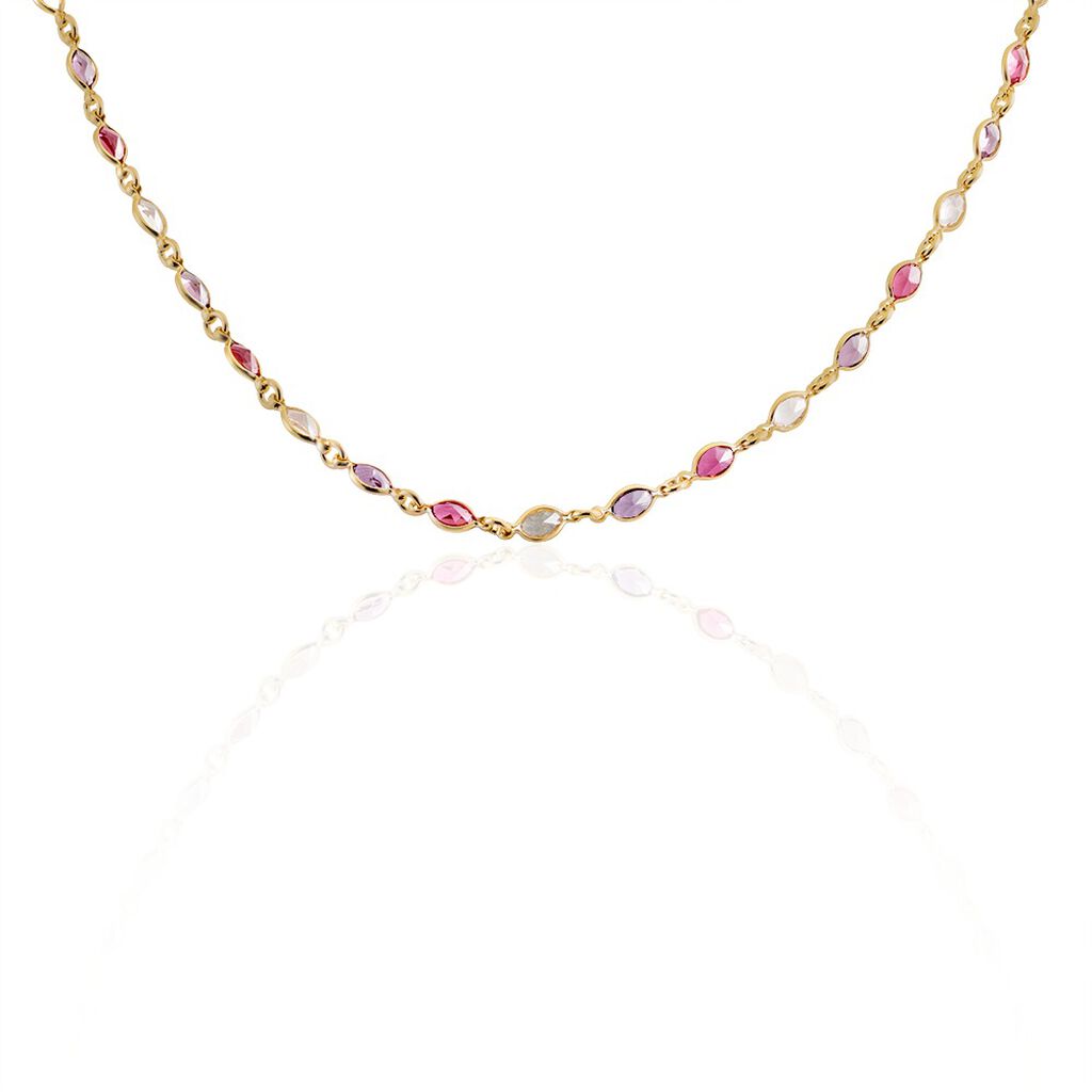 Collier Ilvaae Plaqué Or Pierre De Synthèse Rose - Colliers Femme | Histoire d’Or