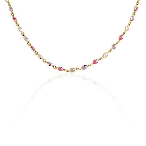 Collier Ilvaae Plaqué Or Pierre De Synthèse Rose - Colliers Femme | Histoire d’Or