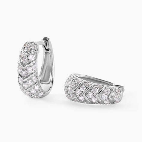 Cr&eacute;oles Tiwa Argent Blanc Oxyde De Zirconium - Boucles d'oreilles cr&eacute;oles Femme | Histoire d&rsquo;Or