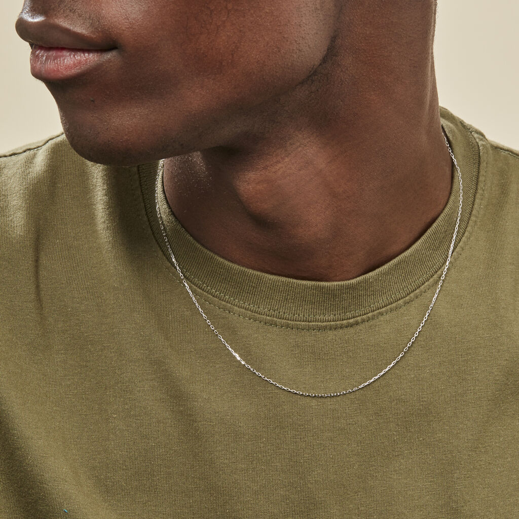 Chaîne Igoa Maille Forçat Diamantee Or Blanc - Chaines Unisex | Histoire d’Or