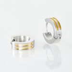 Cr&eacute;oles Jourdan Tilos Acier Bicolore Dore / Blanc - Boucles d'oreilles cr&eacute;oles Homme | Histoire d&rsquo;Or