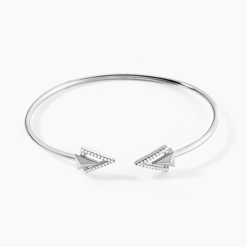 Bracelet Jonc Deva Argent Blanc Oxyde De Zirconium - Bracelets joncs Femme | Histoire d&rsquo;Or