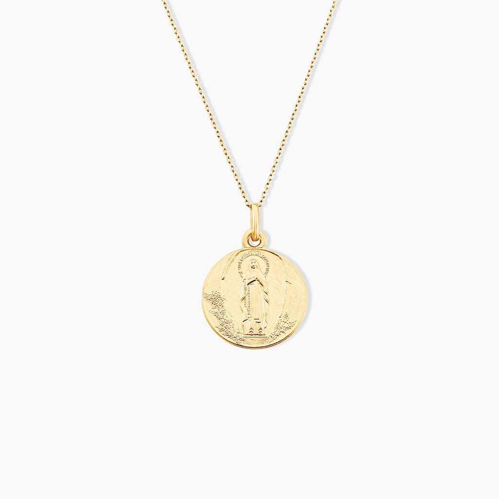 Medaille Or Jaune Vierge - Pendentifs Bapt&ecirc;me Famille | Histoire d&rsquo;Or