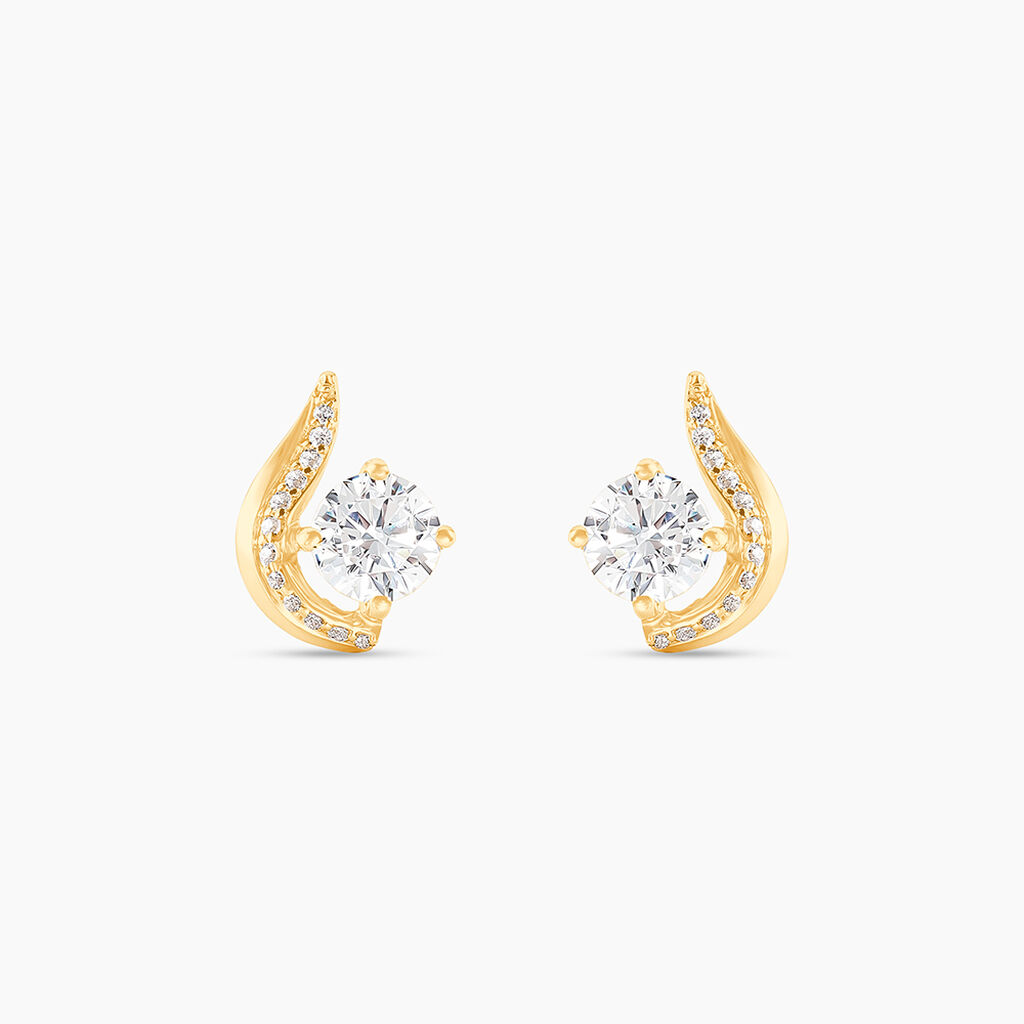 Boucles D'oreilles Puces Sevde Or Jaune Oxyde De Zirconium - Clous d'oreilles Femme | Histoire d’Or