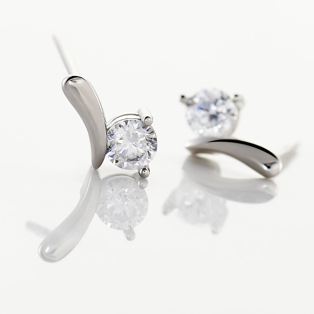 Boucles D'oreilles Pendantes April Argent Blanc Oxyde De Zirconium - Boucles d'oreilles fantaisie Femme | Histoire d&rsquo;Or