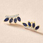 Boucles D'oreilles Puces Navette Or Jaune Saphir Diamant - Clous d'oreilles Femme | Histoire d&rsquo;Or