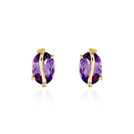 Boucles D'oreilles Puces Or Jaune Prudencia Améthystes - Clous d'oreilles Femme | Histoire d’Or