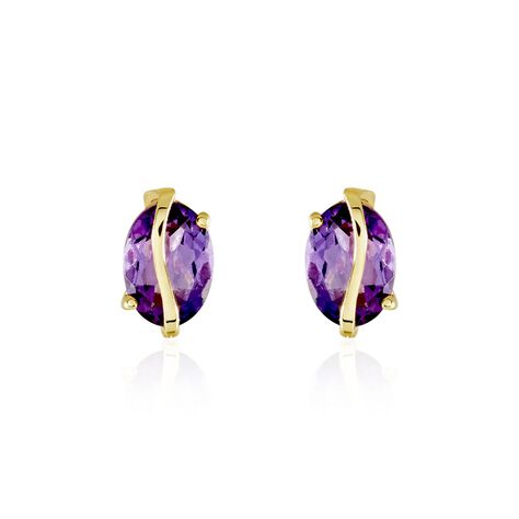 Boucles D'oreilles Puces Or Jaune Prudencia Améthystes - Clous d'oreilles Femme | Histoire d’Or