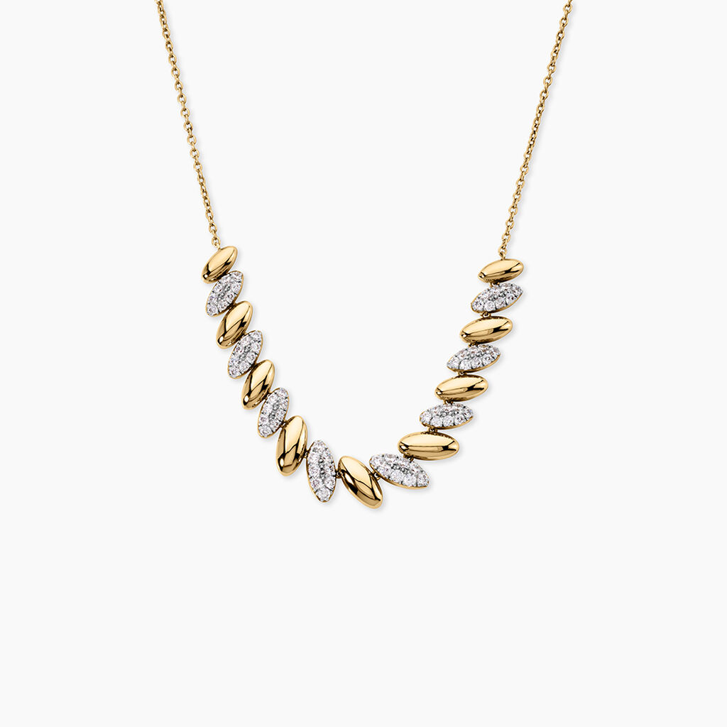 Collier Sunset Riviera Argent Dor&eacute; A L'Or 750/1000 Oxyde De Zirconium - Colliers Femme | Histoire d&rsquo;Or