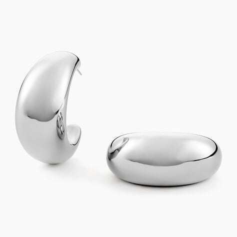 Créoles Perfect Match Acier Blanc - Boucles d'oreilles créoles Femme | Histoire d’Or