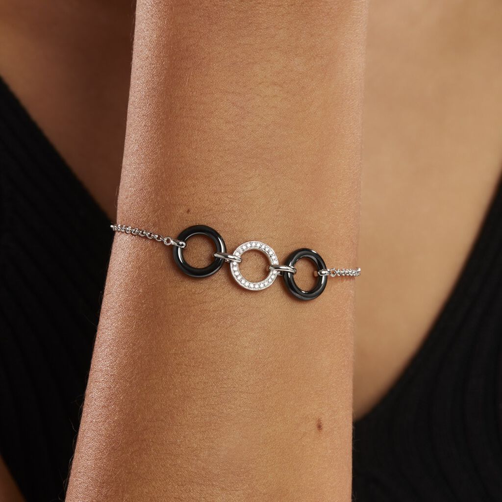 Bracelet Magalie Argent Blanc Céramique Et Oxyde De Zirconium - Bracelets Femme | Histoire d’Or