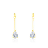 Boucles D'oreilles Pendantes Goutte Or Jaune Oxyde De Zirconium