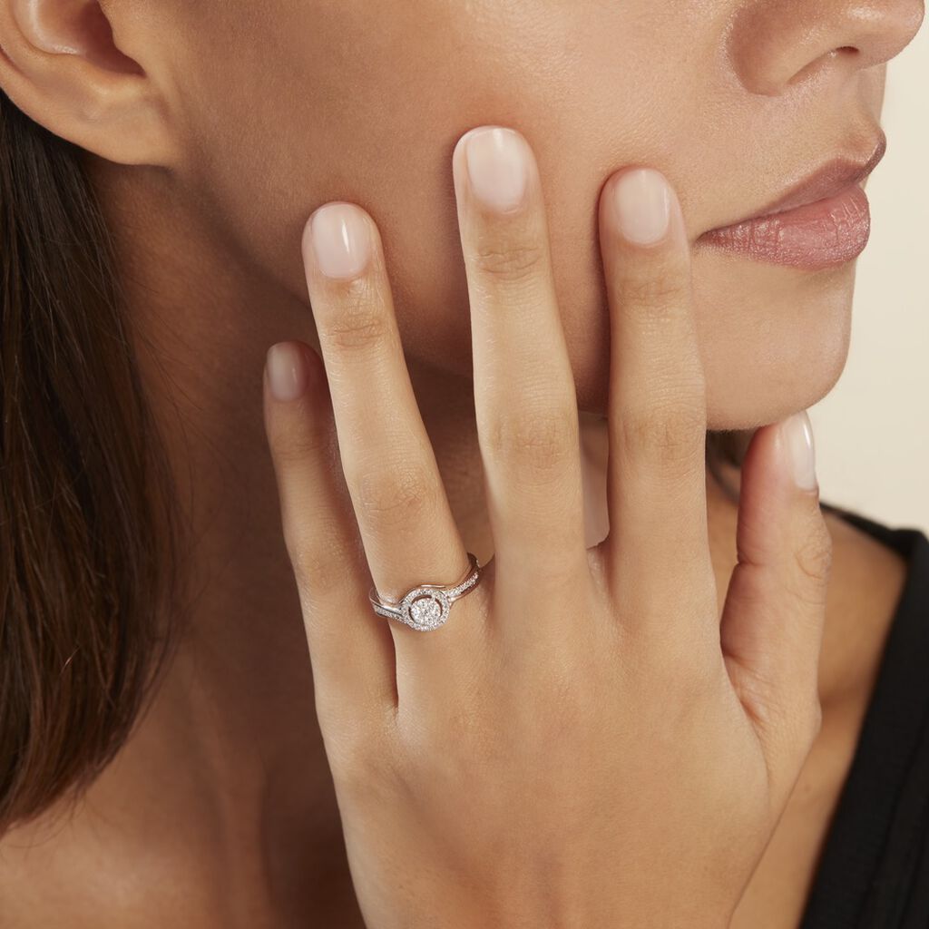 Bague Cissy Platine Blanc Diamant - Bagues avec pierre Femme | Histoire d’Or