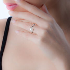 Bague Davy Or Blanc Perle De Culture Et Diamant - Bagues avec pierre Femme | Histoire d’Or