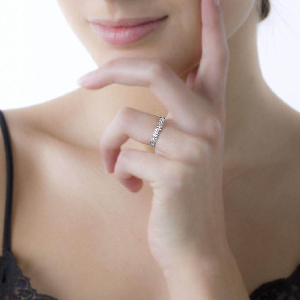 Alliance Laura Ruban Plat Or Blanc - Alliances Famille | Histoire d’Or
