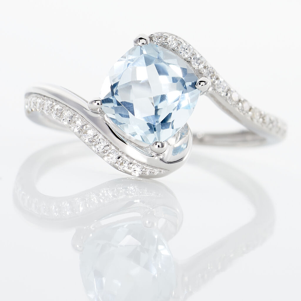 Bague Maria-serena Or Blanc Topaze Et Oxyde De Zirconium - Bagues solitaires Femme | Histoire d&rsquo;Or