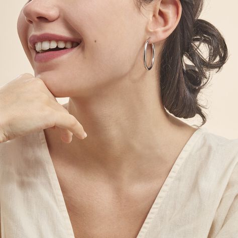 Créoles Argent Blanc Anne - Boucles d'oreilles créoles Femme | Histoire d’Or