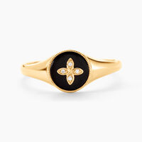 Bague Talisman Or Jaune Agate Diamant