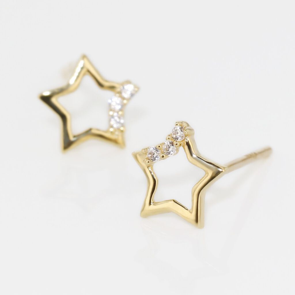 Boucles D'oreilles Puces Camomille Or Jaune Oxyde De Zirconium - Clous d'oreilles Enfant | Histoire d’Or